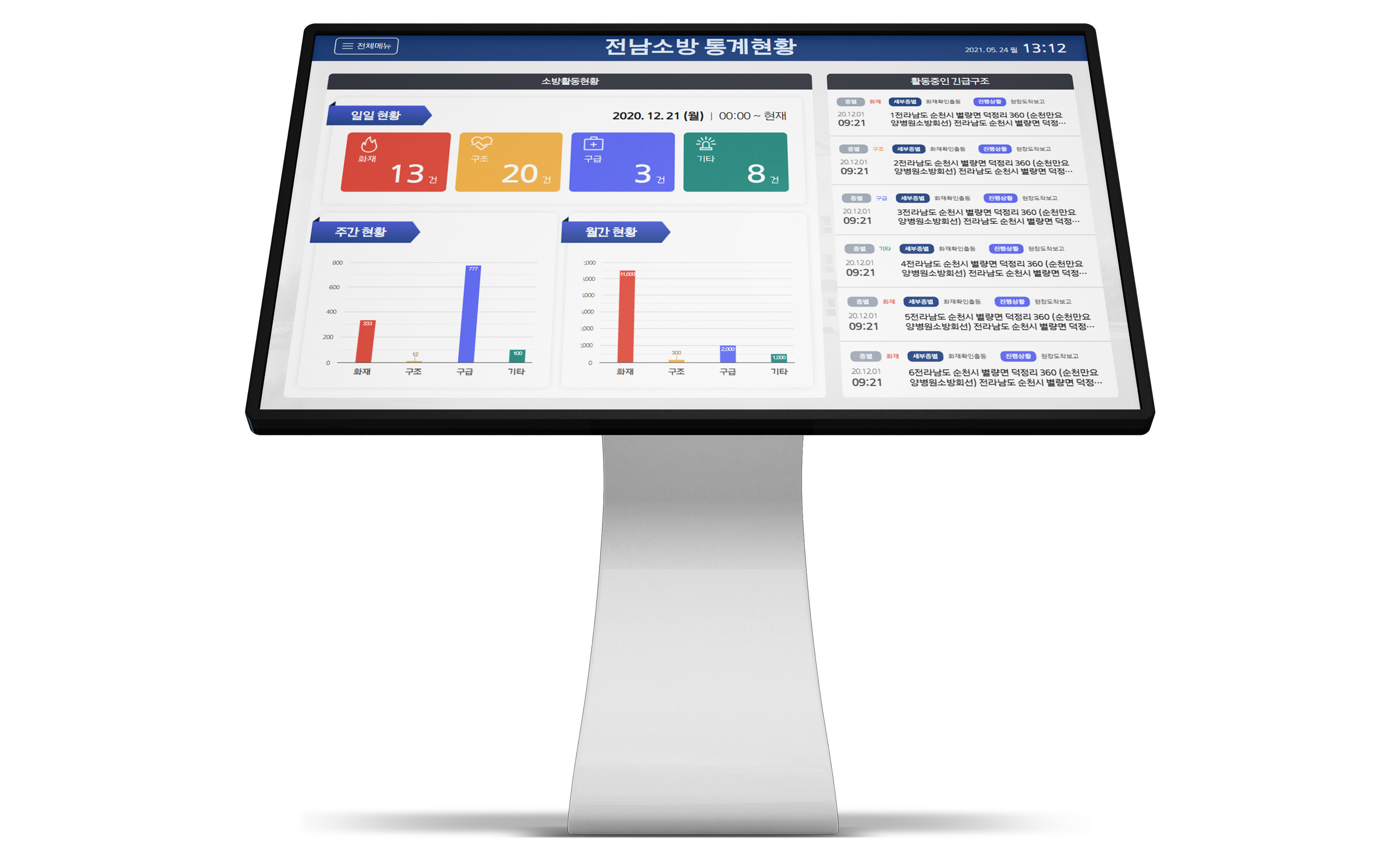 전남소방 행정시스템 목업